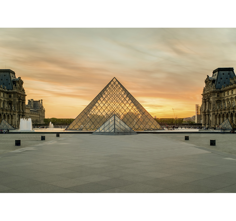 Fototapete paris sonnenuntergang über der louvre-pyramide - TenStickers