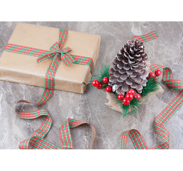 Fototapete Weihnachten festliches tannenzapfen-arrangement - TenStickers