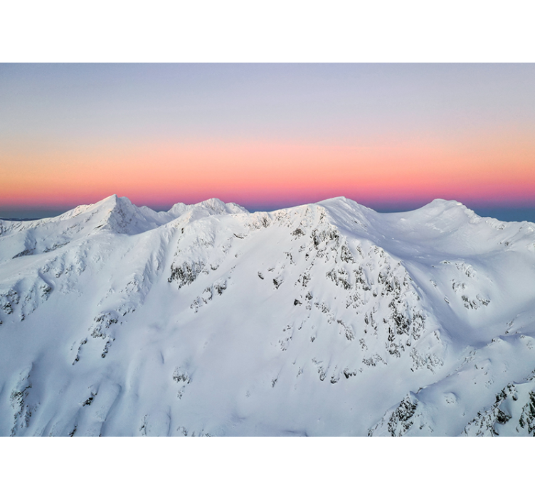 Fototapete Berge schneebedeckte gipfel sonnenuntergang - TenStickers