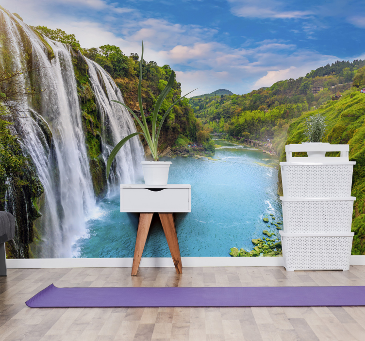 Fluss wasserfall Fototapete - TenStickers