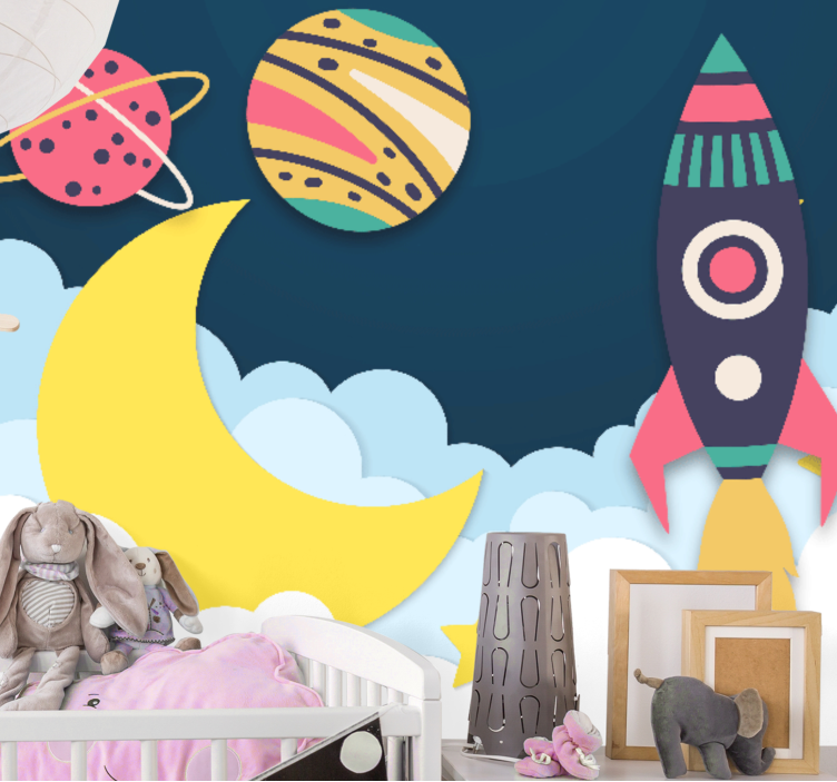 Fototapete Babyzimmer Bunte galaxie im papierstil - TenStickers