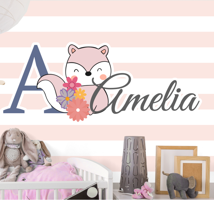 Fototapete Babyzimmer Süße tiere eichhörnchen mit Namen - TenStickers