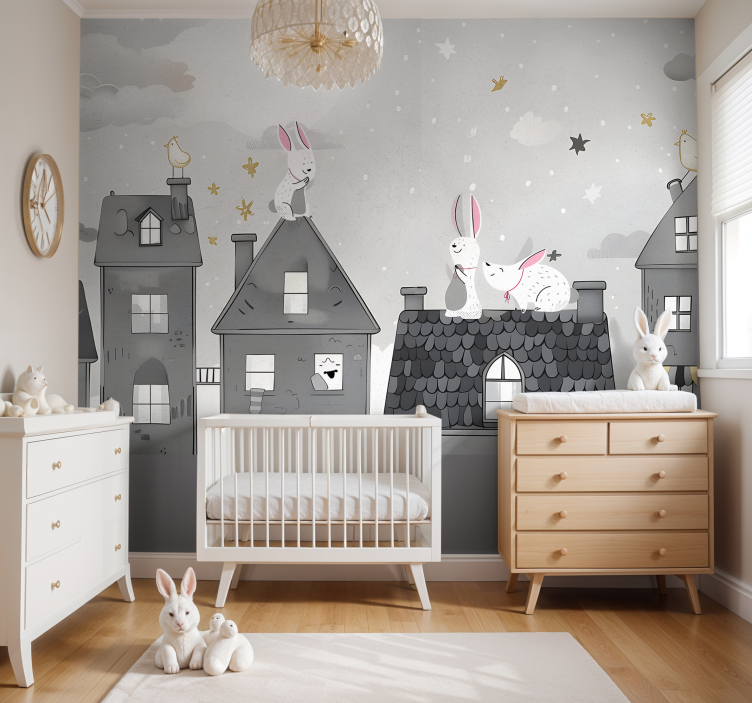 Fototapete Babyzimmer hasen in der nacht - TenStickers