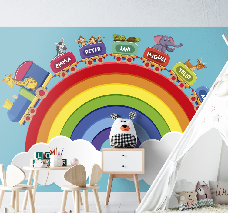 Fototapete Babyzimmer regenbogenzug-abenteuer - TenStickers