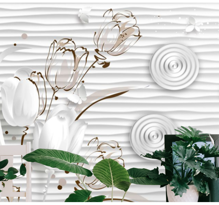 Fototapete Blumen weiße elegante tulpen - TenStickers