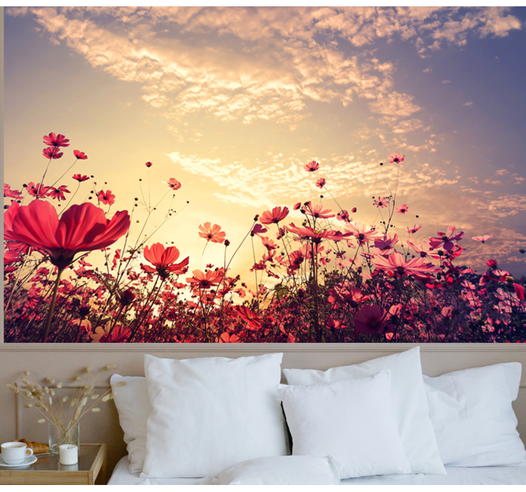 Fototapete Schlafzimmer Blumen Landschaft - TenStickers
