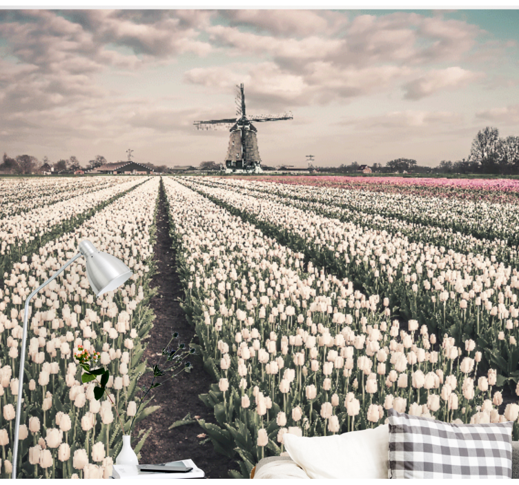 Fototapete blumen tulpenfeld landschaft - TenStickers