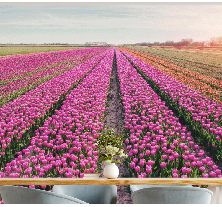 Fototapete blumen tulpenwiesen landschaft - TenStickers