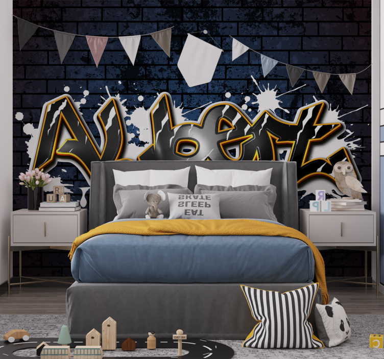 Fototapete Jugendzimmer backsteinmauer mit namen - TenStickers