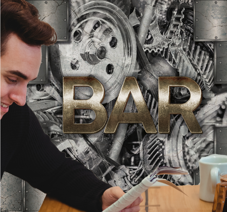 Fototapete graffiti mit industriellen zahnrädern - TenStickers