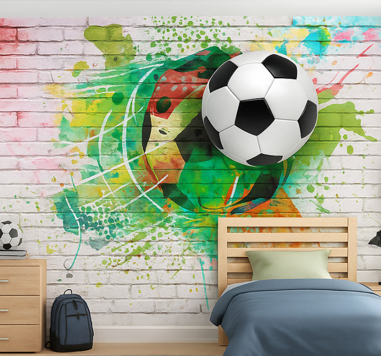 Fototapete Jugendzimmer mehrfarbiger fußball - TenStickers