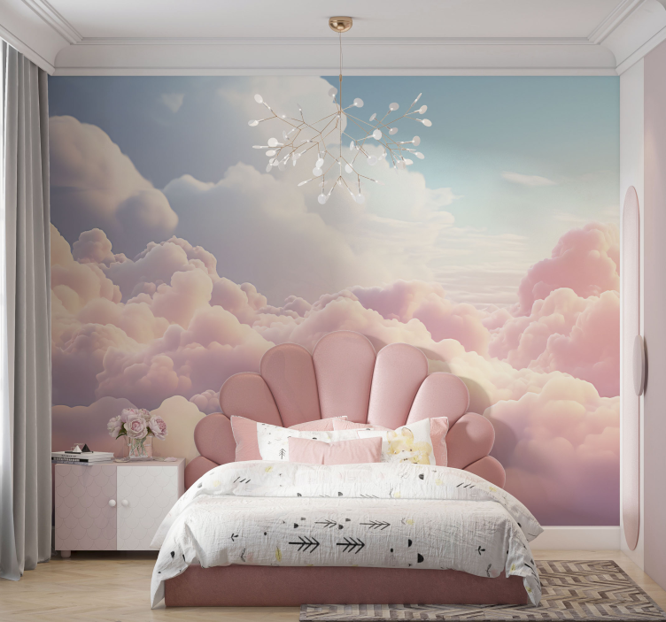 Fototapete Kinderzimmer rosa wolkenlandschaft - TenStickers