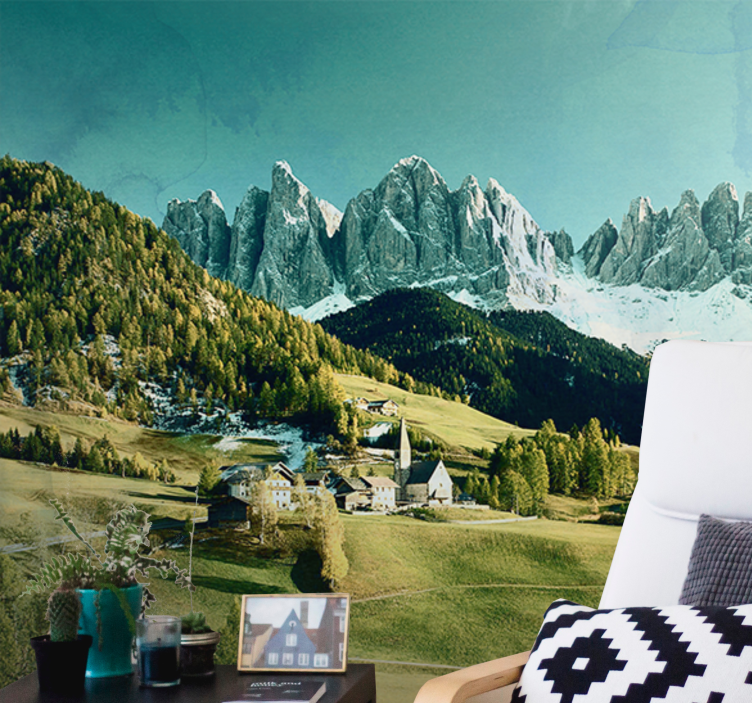 Fototapete landschaft bergdorf landschaft - TenStickers