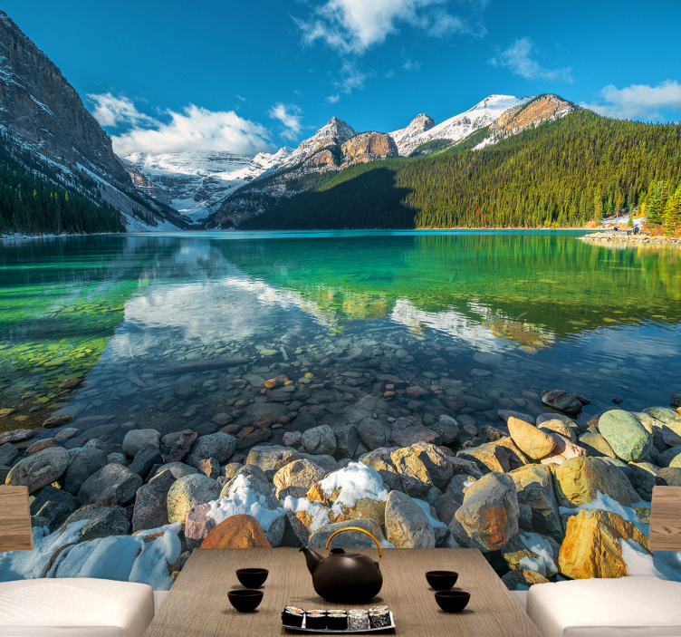 Fototapete Landschaft bergsee spiegelbild - TenStickers