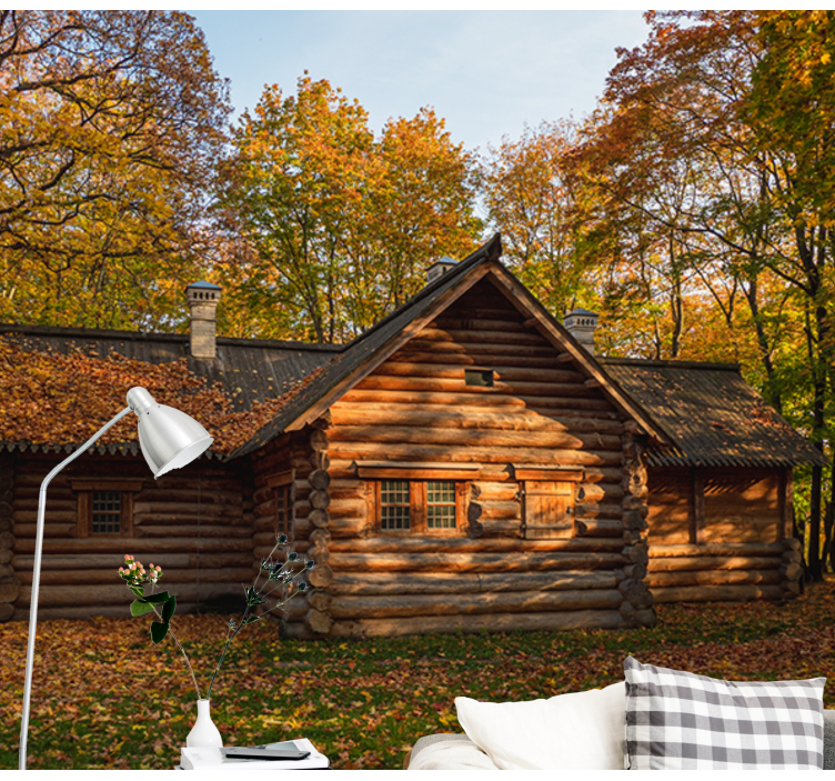 Fototapete Landschaft herbst-blockhaus - TenStickers