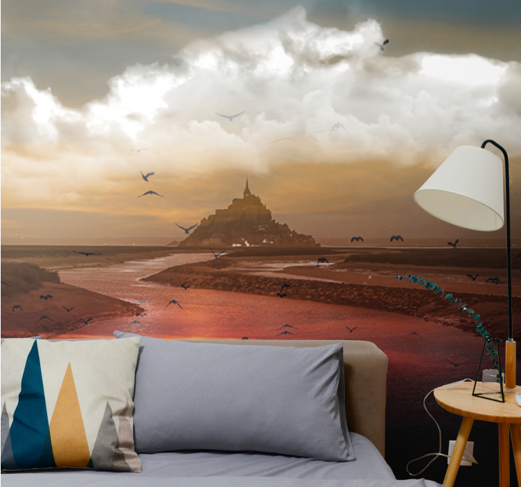 Fototapete landschaft inspiriert von mont saint michel - TenStickers