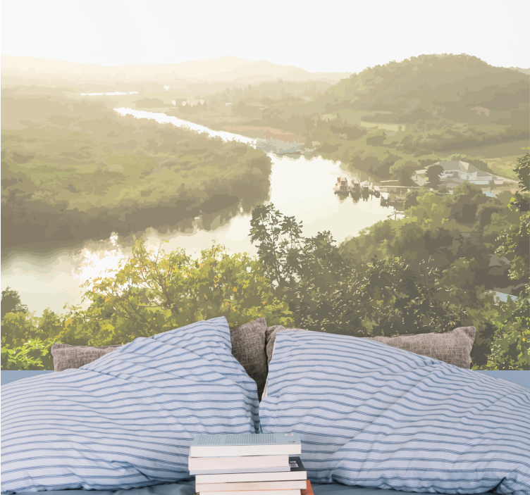 Fototapete landschaft ruhiger flussblick - TenStickers