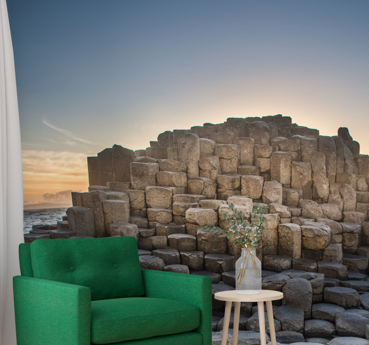 Fototapete Landschaft sonnenuntergang am giant's causeway - TenStickers
