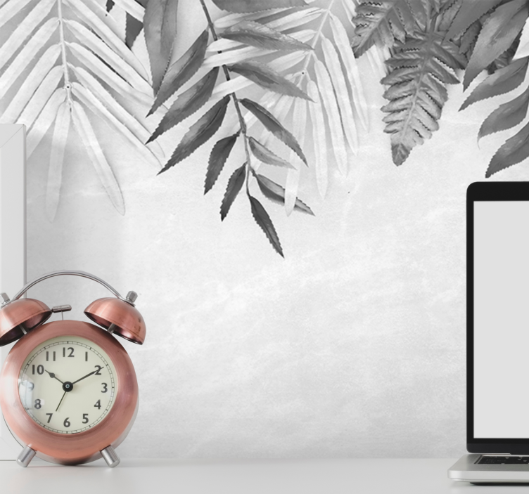 Fototapete natur mit einfarbigen blattmustern - TenStickers