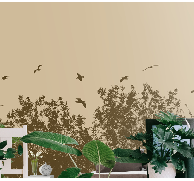 Fototapete Natur silhouette fliegender vögel - TenStickers