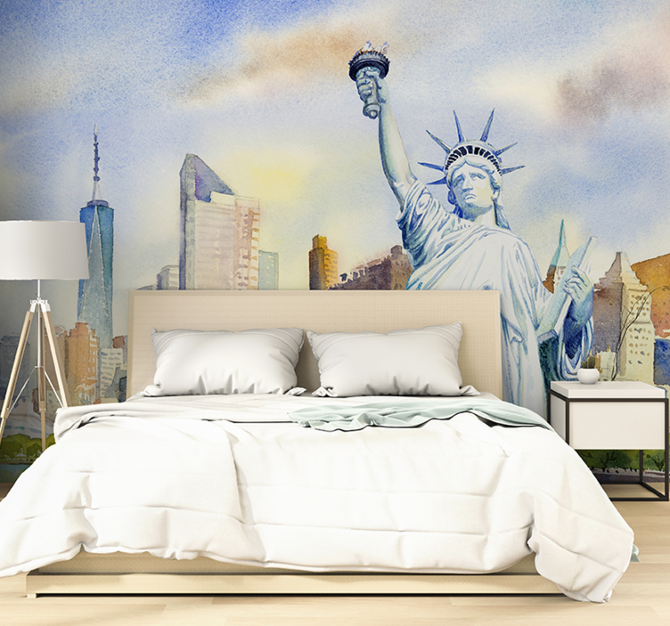 Fototapete New York skyline der freiheitsstatue - TenStickers