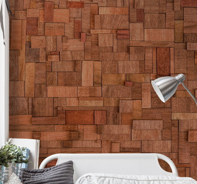 Fototapete steinoptik mit strukturierten holzplanken - TenStickers