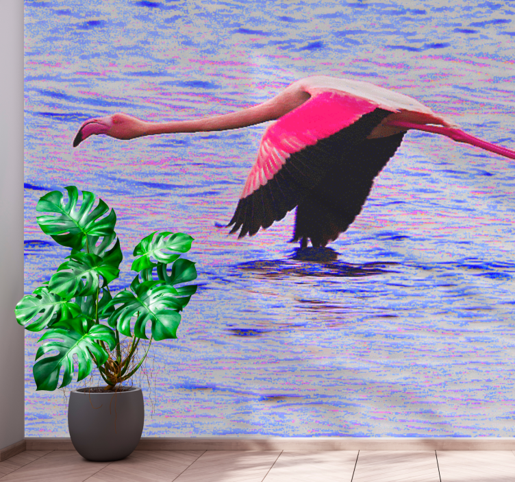Fototapete Tiere flamingo im flug - TenStickers