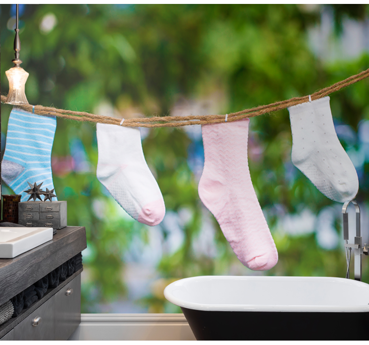 Fototapete Vintage bunte socken hängen - TenStickers