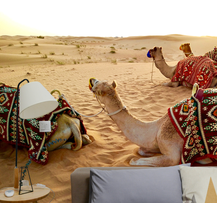 Fototapete wüste mit kamelen in der wüste - TenStickers