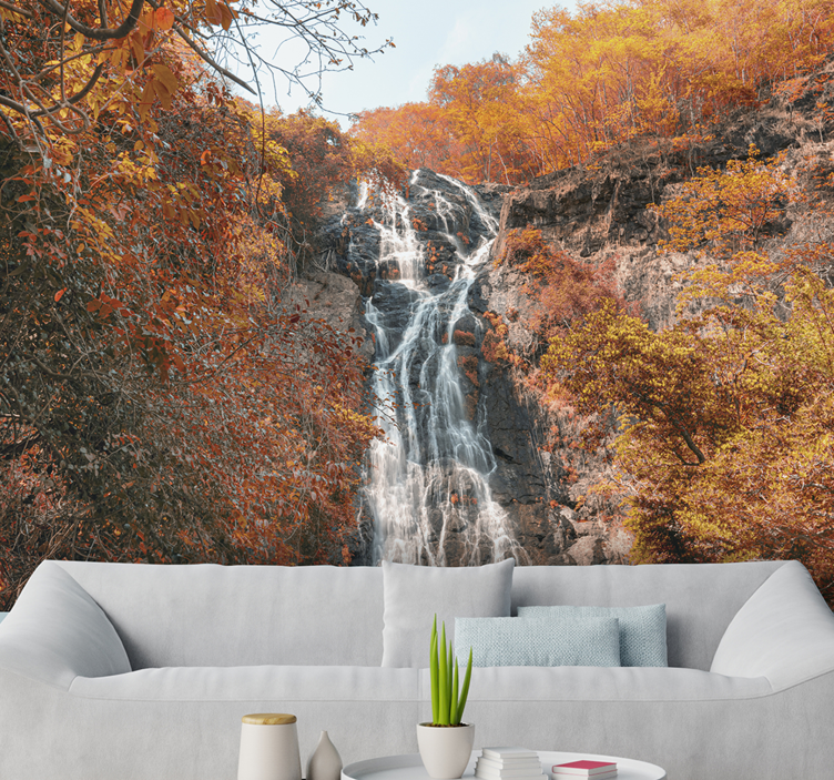 Herbst Wasserfall Fototapete - TenStickers