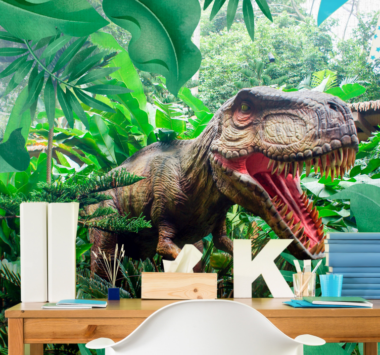 Kinder Fototapete 3D Dinosaurier T-Rex - TenStickers
