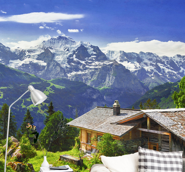 Fototapete Natur Haus mit bergblick - TenStickers