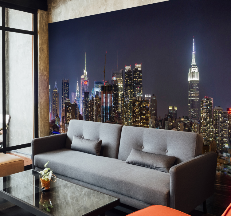 Fototapete New York stadt skyline nacht - TenStickers