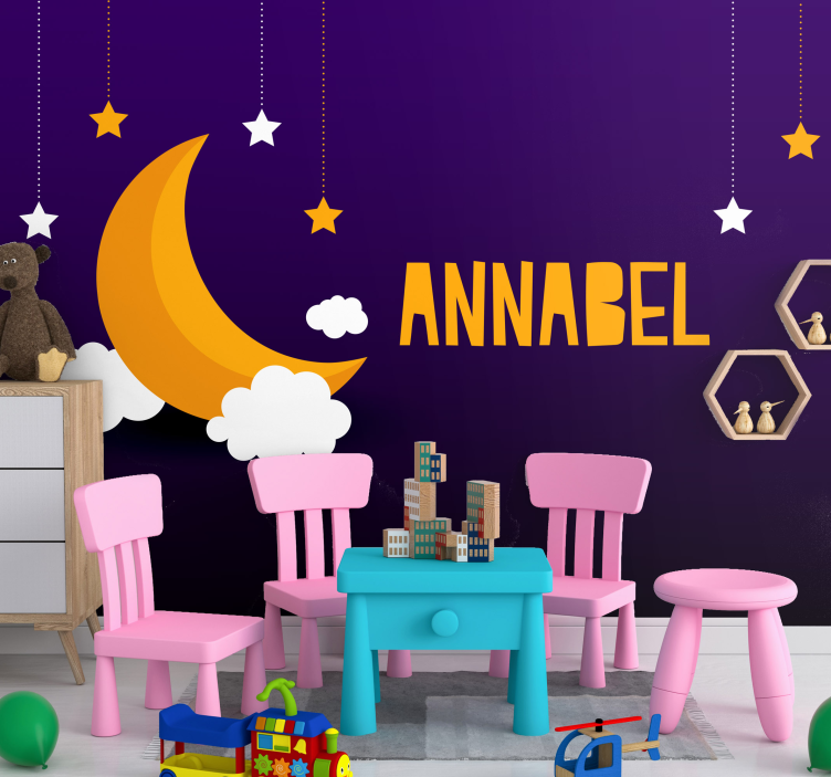 Fototapete personalisiert Nachthimmel mit mond und sternen - TenStickers