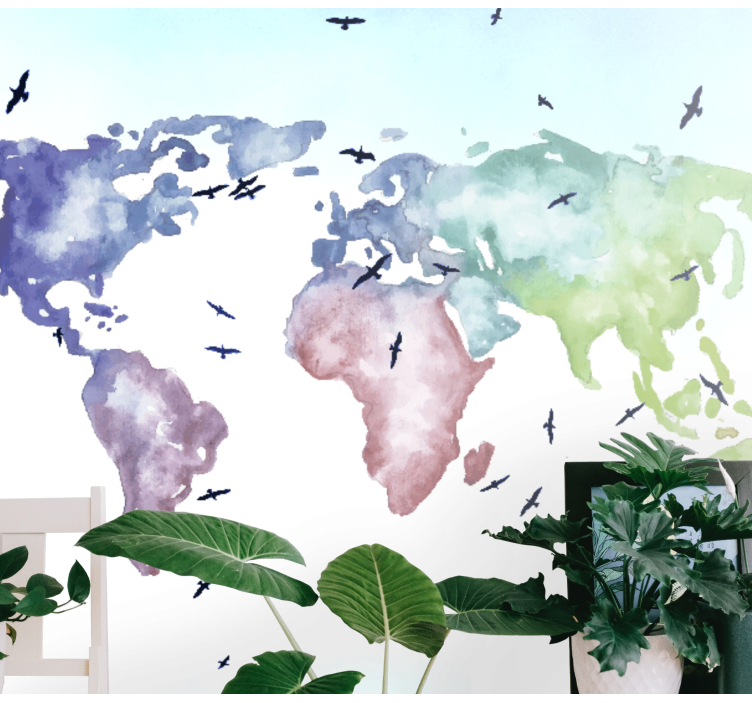 Fototapete Weltkarte Baby vogel weltkarte - TenStickers