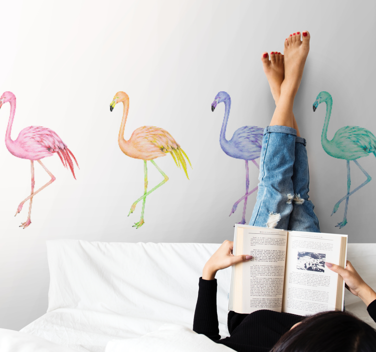 Fototapete Wohnzimmer Bunte nahtlose flamingos - TenStickers
