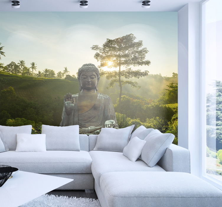 Fototapete Wohnzimmer heiterer buddha-sonnenuntergang - TenStickers