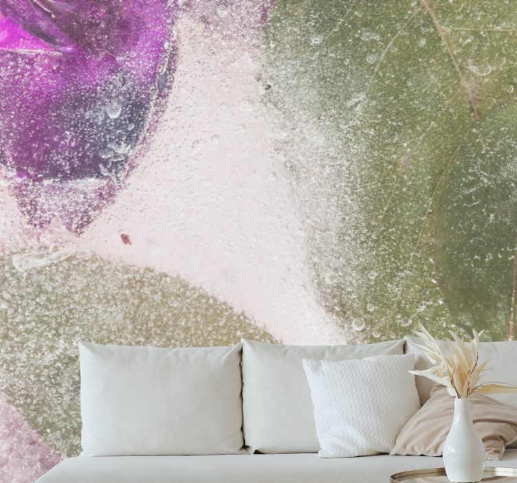 Fototapete Wohnzimmer Rosa blumen eissee - TenStickers