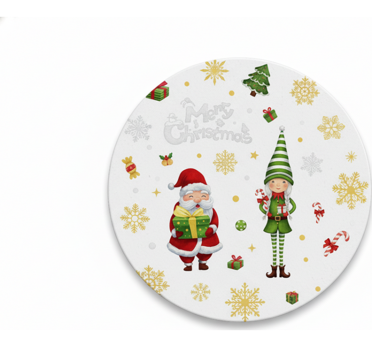 Untersetzer weihnachten santa mit elf - TenStickers