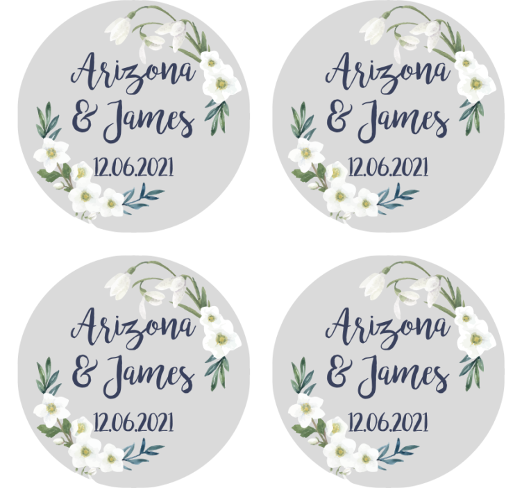 Untersetzer Hochzeit Blumenhochzeit anpassbar - TenStickers