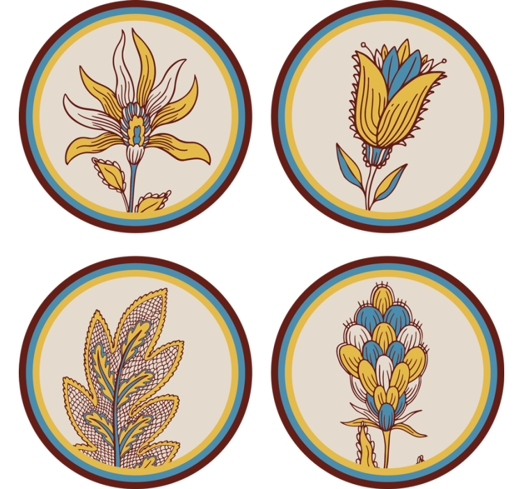 Untersetzer set mit floralen motiven - TenStickers