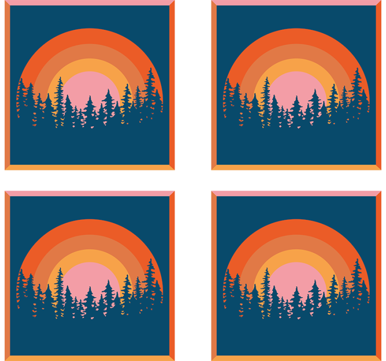 Untersetzer modern schichten sonnenuntergang wald - TenStickers