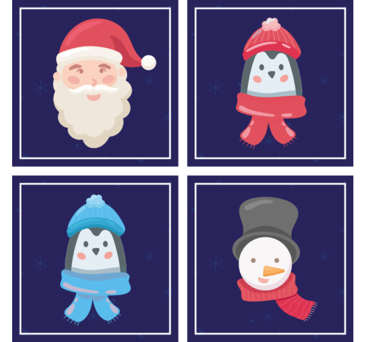 Untersetzer weihnachten mit santa und schneemännern - TenStickers