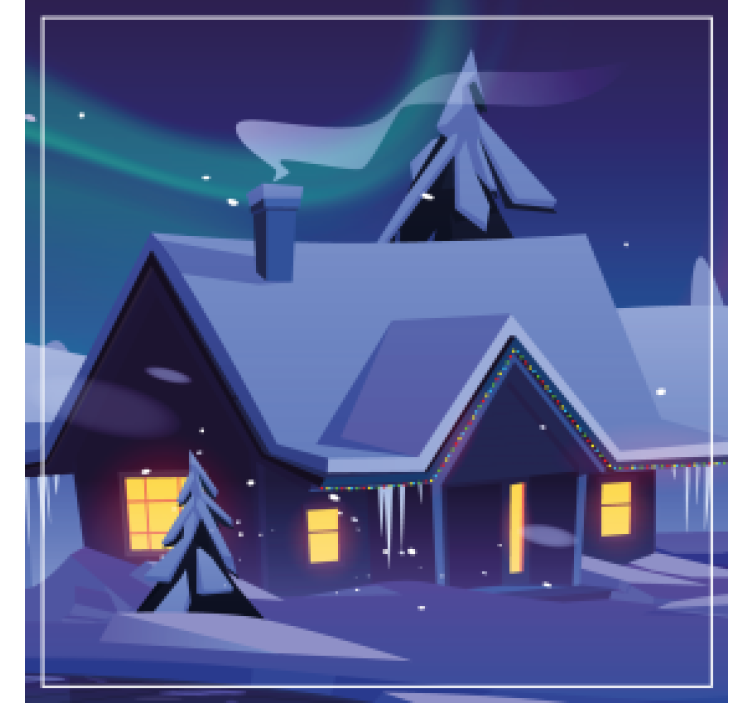 Untersetzer weihnachten schneehütte mit lichtern - TenStickers