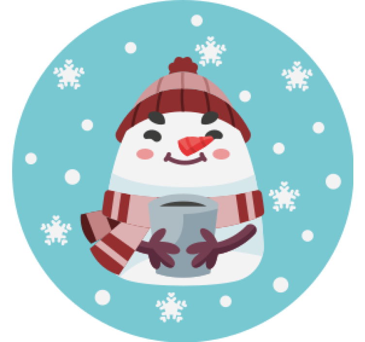 Untersetzer weihnachten schneemann mit becher - TenStickers
