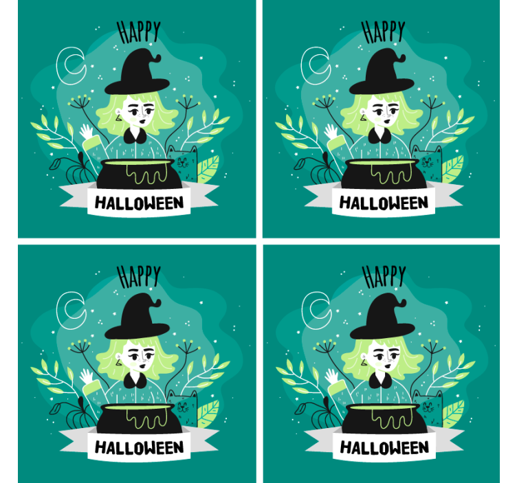 Untersetzer halloween hexe mit kessel - TenStickers