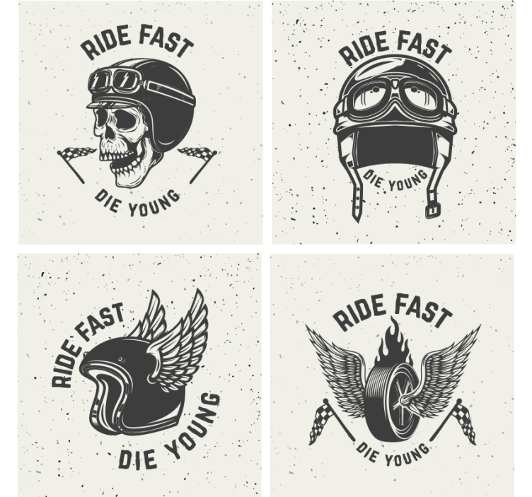 Untersetzer Freak totenkopf mit rennbrille - TenStickers