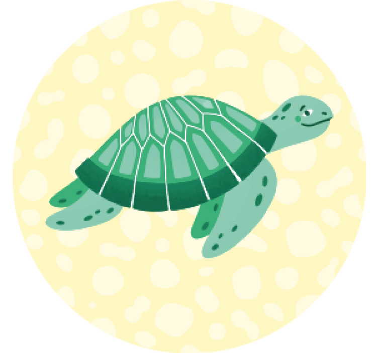 Untersetzer modern mit verspielter grüner schildkröte - TenStickers
