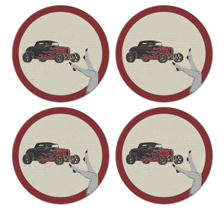 Vintage untersetzer im flaming hot rod design - TenStickers
