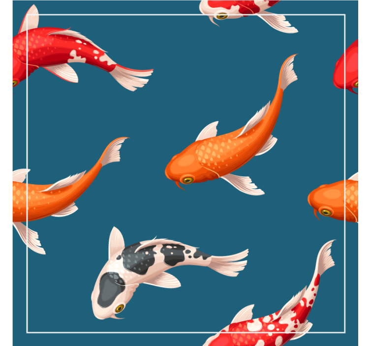 Untersetzer modern mit buntem koi-fisch-muster - TenStickers